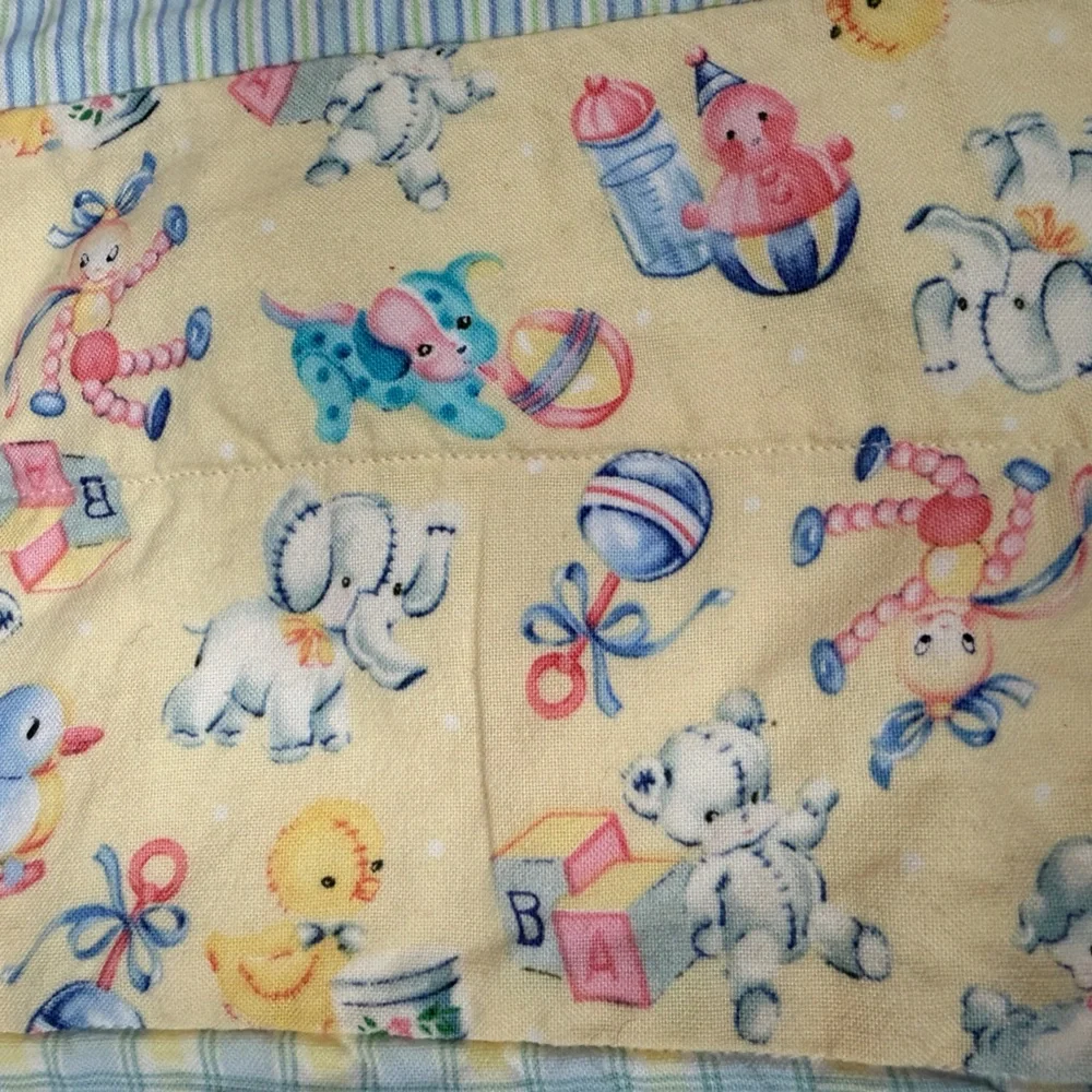 Pastel Yellow & Blue Baby Patchwork Quilt - Charming Nursery Bedding‎